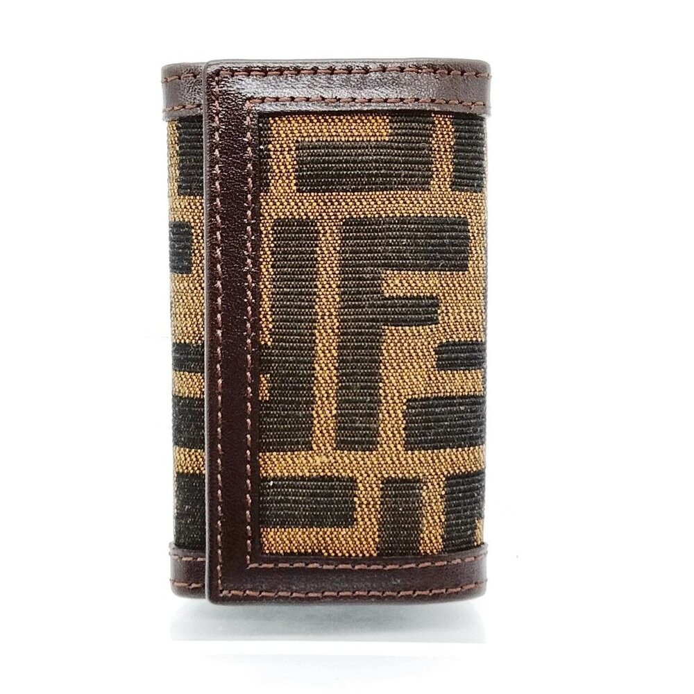 Authentic Fendi Key Case Brown Canvas mn184-020626